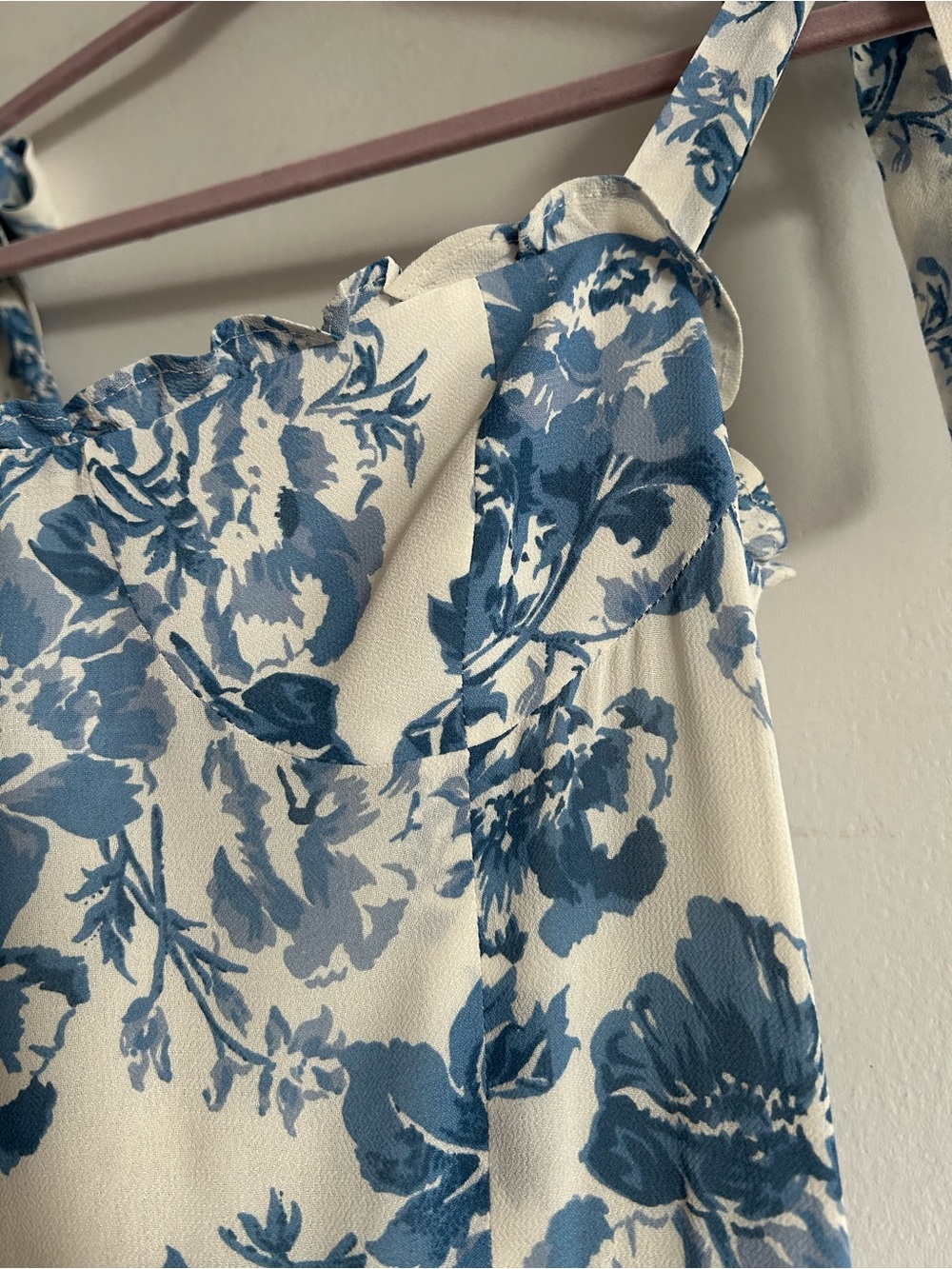 Reformation Nikita Dress White and Blue Floral Tie-Strap Midi Dress - Picture 6 of 16